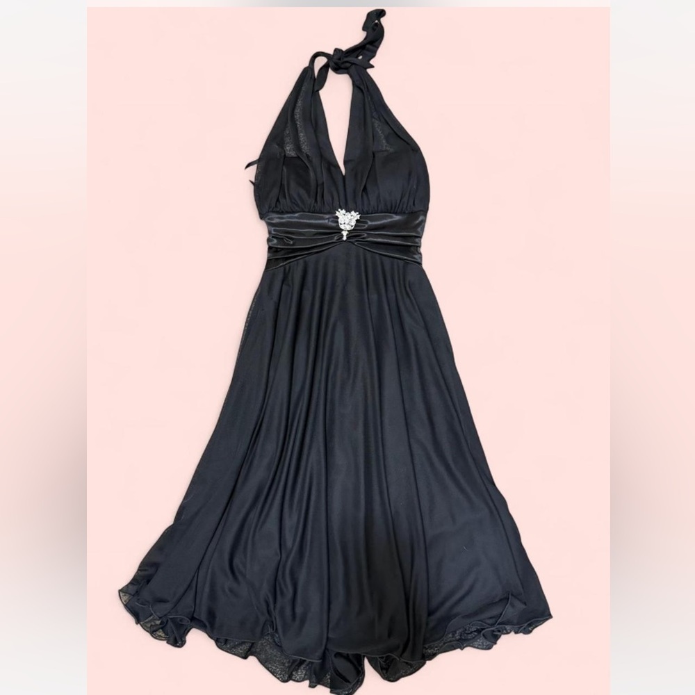 XOXO Black Halter Sundress Cocktail